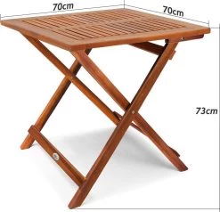 Casaria Bijzettafel Acacia Hout- Inklapbaar - 70x70x73 Cm Bruin -Gardena Winkel 1200x1154