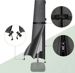 Kingsleeve Parasolhoes Tot Ø 330cm - Weerbestendig Robuust - Grijs -Gardena Winkel 1200x1163 1