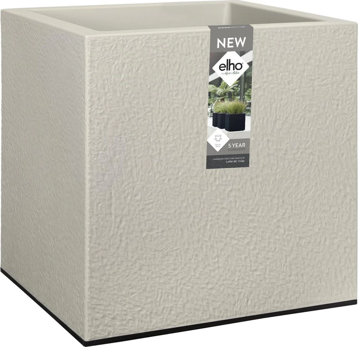 Elho Vivo Structure Finish Vierkant 40 - Plantenbak Voor Binnen & Buiten - Ø 39 X H 41 - Grijs/Warm Grijs 1 Elho Vivo Structure Finish Vierkant 40 - Plantenbak Voor Binnen & Buiten - Ø 39 X H 41 - Grijs/Warm Grijs