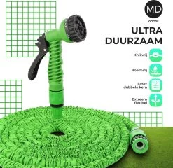 Uitrekbare Tuinslang Tot 15 Meter Van MD-goods ® - Tuinsproeier - Tuin Besproeien - Waterslang - Sproeikop - Groen - Flexibel Elastisch -Gardena Winkel 1200x1167 3