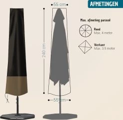 Vannons - Parasolhoes - Parasolhoes Staande Parasol - Max. 3.5 Meter - Zwart/Bruin -Gardena Winkel 1200x1177 1