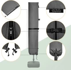 Kingsleeve Parasolhoes Tot Ø 330cm - Weerbestendig Robuust - Grijs -Gardena Winkel 1200x1181 1
