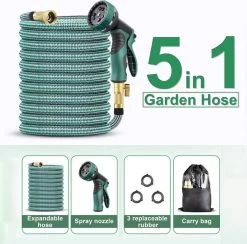 IBright Extra Sterke Uitrekbare Tuinslang - Flexibel - 15 Meter - Inclusief Opbergtas ,Sproeier ,Koppelstuk En Ophanghaak - Groen -Gardena Winkel 1200x1183 4