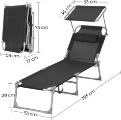 Ligstoel Met Hoofdsteun En Zon Bescherming Verstelbare Rugleuning Inklapbaar Donker Grijs Ligbed Tuin -Gardena Winkel 1200x1189 2