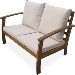 Houten Loungeset 4 Plaatsen - Ushuaïa -ecru Kussens, Bank, Fauteuils En Lage Tafel Van Acacia, Design -Gardena Winkel 1200x1192 8