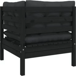 VidaXL 3-delige Loungeset Met Kussens Massief Grenenhout Zwart -Gardena Winkel 1200x1195 1