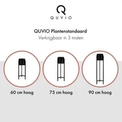 QUVIO Plantenstandaard Binnen - Inclusief Pot - Staande Plantenbak - Metaal - Bloempot - 22 X 22 X 60 Cm - Zwart -Gardena Winkel 1200x1200 1136