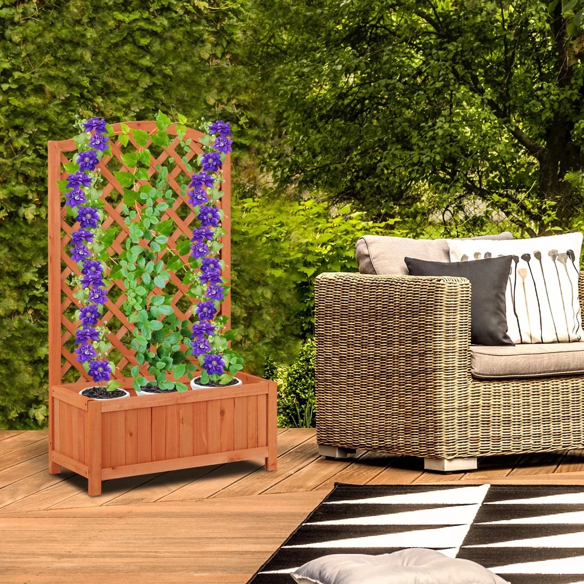 Relaxdays Plantenbak Met Klimrek - Bloembak Trellis - Rankhulp Hout - Voor Klimplanten 2 Relaxdays Plantenbak Met Klimrek - Bloembak Trellis - Rankhulp Hout - Voor Klimplanten - Afbeelding 2