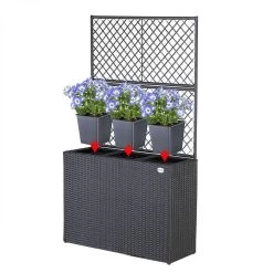 Casaria Polyrattan Plantenbak - Met Klimoprek - 3 Bakken Zwart -Gardena Winkel 1200x1200 1206