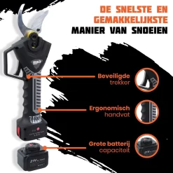 Reichlër® Elektrische Snoeischaar - 40 Mm Snijdiameter - 2x Accu - Anti-cut Functie - Heggenschaar - Takkenschaar - Zwart -Gardena Winkel 1200x1200 1353