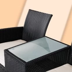 Casaria Polyrattan Tuinbank - Incl. Kussen - 143x55x88 Cm Zwart -Gardena Winkel 1200x1200 145