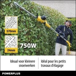 Powerplus POWXG2043 Elektrische Heggenschaar - 750W - Snoeien En Knippen - Zwaardlengte 570mm - Mesafstand 24mm - Telescopisch - Draaibaar Handvat - Haagschaar Voor Tuinonderhoud -Gardena Winkel 1200x1200 1490