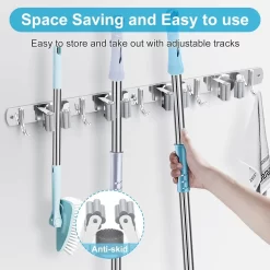 BOTC Bezemhouder - 5 Houders 6 Haken Bezem Ophangsysteem - Zeflklevend - Opbergsysteem - Ophanghaken - Tuingereedschap - Gereedschap Opbergen -Gardena Winkel 1200x1200 1612