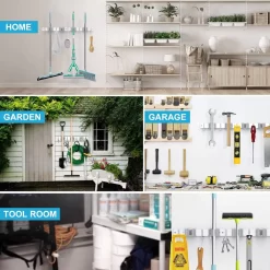 BOTC Bezemhouder - 5 Houders 6 Haken Bezem Ophangsysteem - Zeflklevend - Opbergsysteem - Ophanghaken - Tuingereedschap - Gereedschap Opbergen -Gardena Winkel 1200x1200 1613