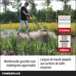 Powerplus POWXG72010 Tuinfrees - 1500W - Werkbreedte 450mm - Werkdiepte Max. 220mm - Incl. 6 Messen En Wielen -Gardena Winkel 1200x1200 1626