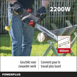 Powerplus POWEG10110 Elektrische Kettingzaag - 2200W - Zwaardlengte 400mm - Automatische Kettingsmering - Incl. 1x Ketting En 1x Zwaard -Gardena Winkel 1200x1200 1697