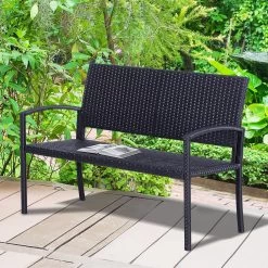 Outsunny Polyrotan Tuinbank 2-zits Parkbank Bank Staal Zwart 867-022 19 Outsunny Polyrotan Tuinbank 2-zits Parkbank Bank Staal Zwart 867-022 -Gardena Winkel 1200x1200 199