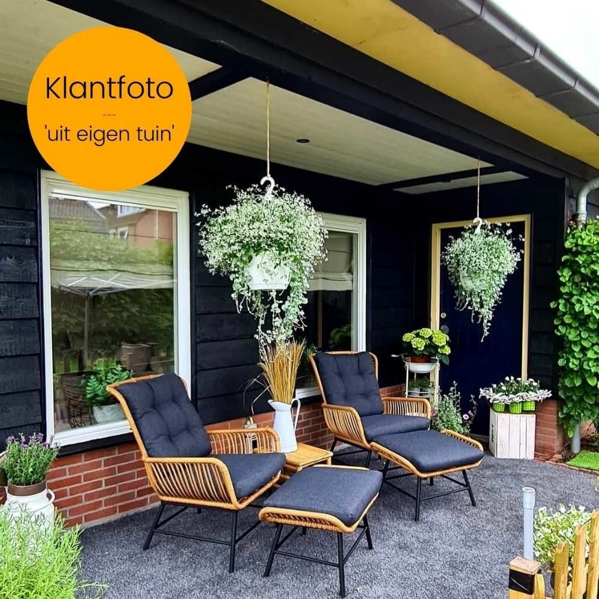 BUITEN Living Dex Wicker Loungestoel Tuin Incl. Wicker Voetenbank | Wicker + Aluminium | Bamboe Antraciet 7 BUITEN Living Dex Wicker Loungestoel Tuin Incl. Wicker Voetenbank | Wicker + Aluminium | Bamboe Antraciet - Afbeelding 7