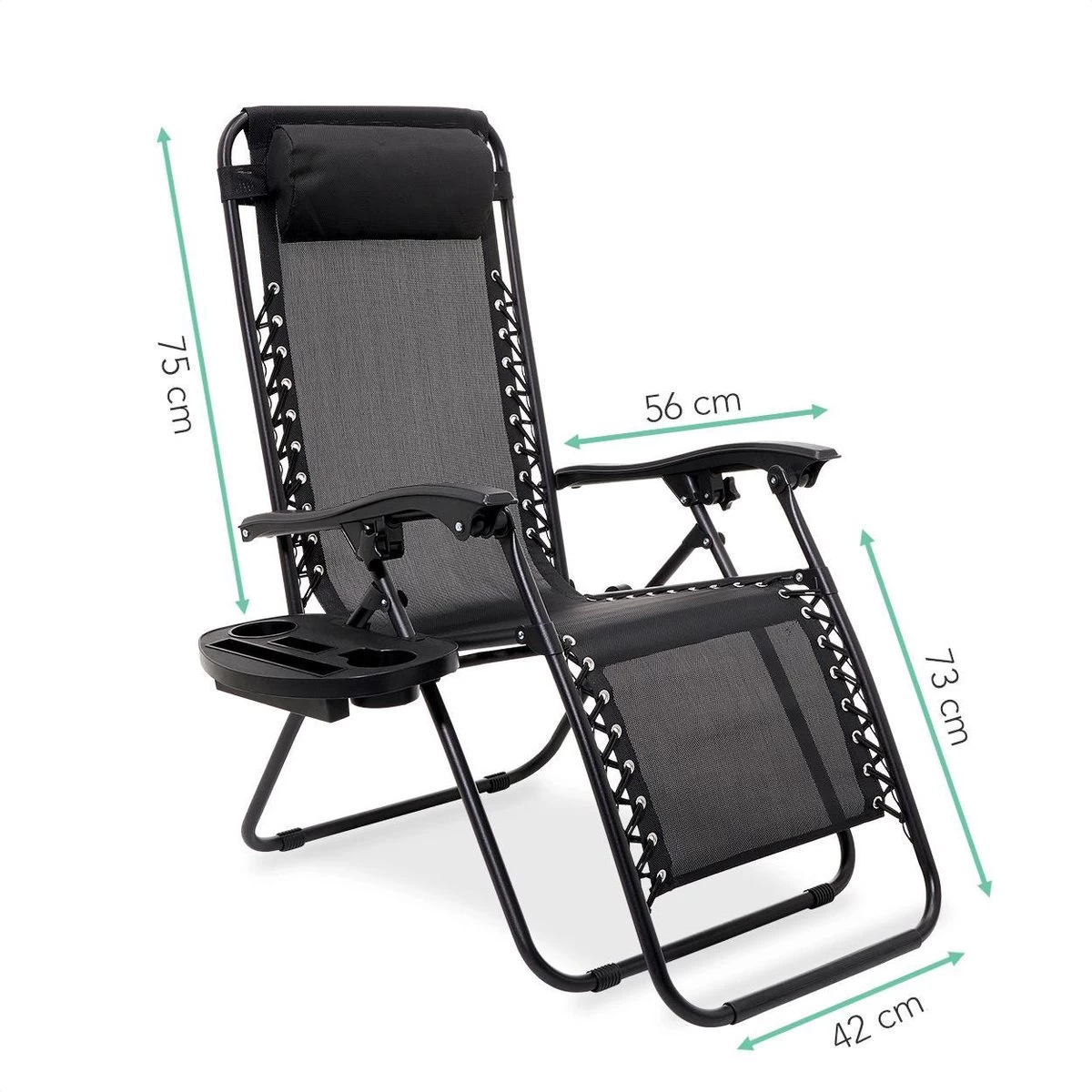 LifeGoods Opvouwbare Tuinstoelen - Verstelbaar Zonnescherm - 2 Stuks - 30°-90° Verstelbaar - Metaal - Zwart 3 LifeGoods Opvouwbare Tuinstoelen - Verstelbaar Zonnescherm - 2 Stuks - 30°-90° Verstelbaar - Metaal - Zwart - Afbeelding 3