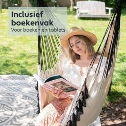 Vita5 XXL Hangstoel | Binnen&Buiten Hangnest | Incl. 2 Kussens En Boekenvak | Volwassenen&Kinderen | Hangmatstoel Tot 225kg | Beige -Gardena Winkel 1200x1200 236