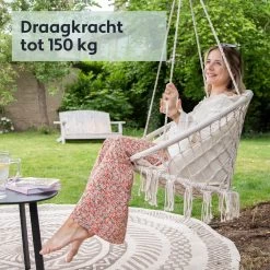 Vita5 Macramé Hangstoel - Voor Binnen En Buiten - Zonder Standaard - Incl. Kussen, Boekenvak En Beschermhoes - Tot 150kg - Beige 16 Vita5 Macramé Hangstoel - Voor Binnen En Buiten - Zonder Standaard - Incl. Kussen, Boekenvak En Beschermhoes - Tot 150kg - Beige -Gardena Winkel 1200x1200 264
