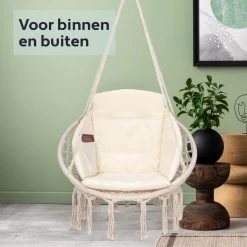 Vita5 Macramé Hangstoel - Voor Binnen En Buiten - Zonder Standaard - Incl. Kussen, Boekenvak En Beschermhoes - Tot 150kg - Beige 17 Vita5 Macramé Hangstoel - Voor Binnen En Buiten - Zonder Standaard - Incl. Kussen, Boekenvak En Beschermhoes - Tot 150kg - Beige -Gardena Winkel 1200x1200 265