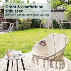 Vita5 Macramé Hangstoel - Voor Binnen En Buiten - Zonder Standaard - Incl. Kussen, Boekenvak En Beschermhoes - Tot 150kg - Beige 18 Vita5 Macramé Hangstoel - Voor Binnen En Buiten - Zonder Standaard - Incl. Kussen, Boekenvak En Beschermhoes - Tot 150kg - Beige -Gardena Winkel 1200x1200 266