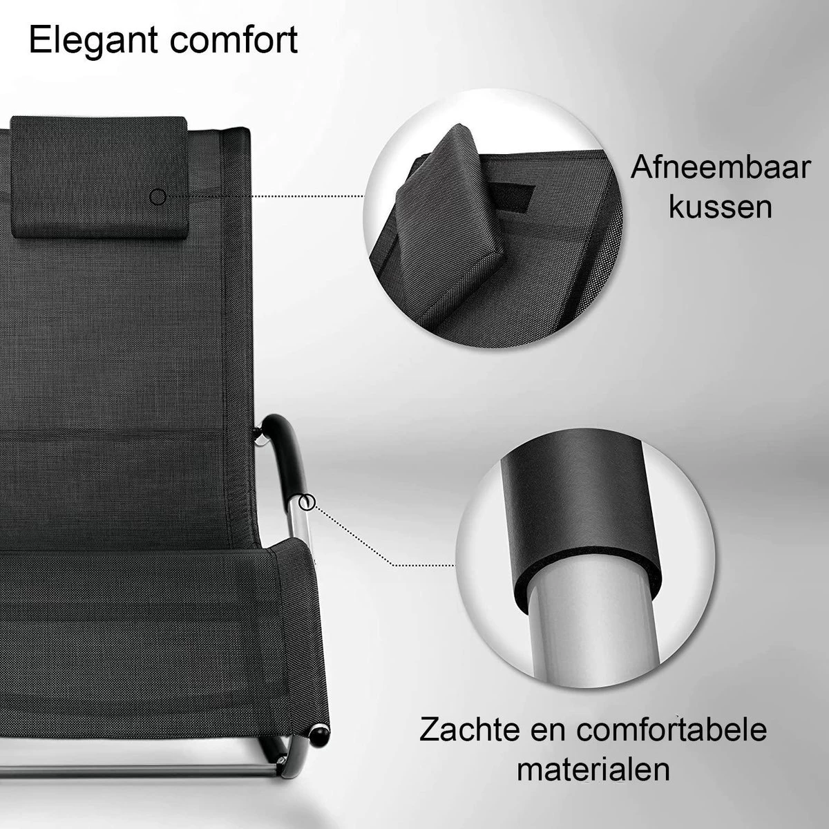 Sens Design Zonnebed - Ligbed - Weerbestendig - Zwart 2 Sens Design Zonnebed - Ligbed - Weerbestendig - Zwart - Afbeelding 2