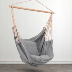 RENALUX Hangstoel Buiten En Binnen - Hangstoel Voor Binnen - Hangstoel Zonder Standaard - Hangstoel Cocoon - Gratis 2 Zachte Kussens - 150 KG - Grijs -Gardena Winkel 1200x1200 28