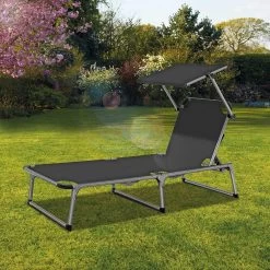 Sens Design Zonnebed - Ligbed Inklapbaar Met Zonneklep - Grijs -Gardena Winkel 1200x1200 293