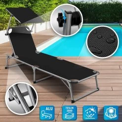 Sens Design Zonnebed - Ligbed Inklapbaar Met Zonneklep - Zwart -Gardena Winkel 1200x1200 299