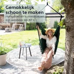 Vita5 XXL Hangstoel | Binnen&Buiten Hangnest | Incl. 2 Kussens En Boekenvak | Volwassenen&Kinderen | Hangmatstoel Tot 225kg | Donkergroen -Gardena Winkel 1200x1200 325