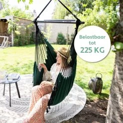 Vita5 XXL Hangstoel | Binnen&Buiten Hangnest | Incl. 2 Kussens En Boekenvak | Volwassenen&Kinderen | Hangmatstoel Tot 225kg | Donkergroen -Gardena Winkel 1200x1200 326