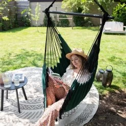 Vita5 XXL Hangstoel | Binnen&Buiten Hangnest | Incl. 2 Kussens En Boekenvak | Volwassenen&Kinderen | Hangmatstoel Tot 225kg | Donkergroen -Gardena Winkel 1200x1200 327