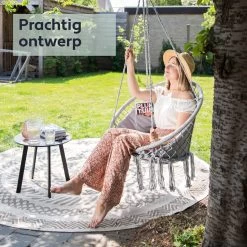 Vita5 Macramé Hangstoel - Voor Binnen En Buiten - Zonder Standaard - Incl. Kussen, Boekenvak En Beschermhoes - Tot 150kg - Grijs 15 Vita5 Macramé Hangstoel - Voor Binnen En Buiten - Zonder Standaard - Incl. Kussen, Boekenvak En Beschermhoes - Tot 150kg - Grijs -Gardena Winkel 1200x1200 338