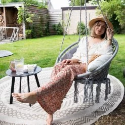 Vita5 Macramé Hangstoel - Voor Binnen En Buiten - Zonder Standaard - Incl. Kussen, Boekenvak En Beschermhoes - Tot 150kg - Grijs 19 Vita5 Macramé Hangstoel - Voor Binnen En Buiten - Zonder Standaard - Incl. Kussen, Boekenvak En Beschermhoes - Tot 150kg - Grijs -Gardena Winkel 1200x1200 341