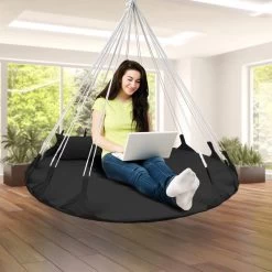 Hangnest Voor Binnen & Buiten. Met Groot En Dik Kussen Voor Volwassenen & Kinderen. Belastbaar Tot 125 Kg. VITA5 (Zwart) 9 Hangnest Voor Binnen & Buiten. Met Groot En Dik Kussen Voor Volwassenen & Kinderen. Belastbaar Tot 125 Kg. VITA5 (Zwart) -Gardena Winkel 1200x1200 353