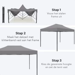 LifeGoods Partytent - 3x4.5 M - Zijwanden - Easy Up - Opvouwbaar - Waterdicht - Draagtas Met Wieltjes - Donkergrijs -Gardena Winkel 1200x1200 37