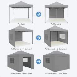 LifeGoods Partytent - 3x4.5 M - Zijwanden - Easy Up - Opvouwbaar - Waterdicht - Draagtas Met Wieltjes - Donkergrijs -Gardena Winkel 1200x1200 40