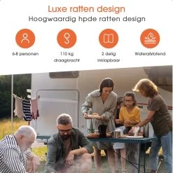 Lenx Klaptafel - Inklapbare Tafel - Opvouwbare Tuintafel - Vouwtafel - Inclusief Handvat En 2 Tafelkleden - 180x75x74cm - 6 Tot 8 Personen -Gardena Winkel 1200x1200 432