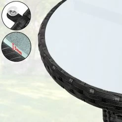 Casaria Polyrattan Bijzettafel 80cm Rond - 5mm Veiligheidsglas – Zwart -Gardena Winkel 1200x1200 453