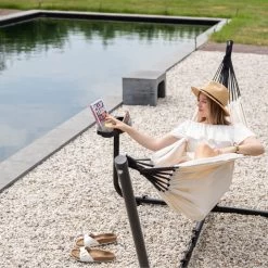 Vita5 Hangmat Met Standaard – 2 Persoons – Incl. Bekerhouder – 205kg Draaggewicht – Beige/Wit -Gardena Winkel 1200x1200 46