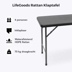 LifeGoods Klaptafel - Inklapbaar - 120 Cm - 4 Personen - Zwart 11 LifeGoods Klaptafel - Inklapbaar - 120 Cm - 4 Personen - Zwart -Gardena Winkel 1200x1200 472