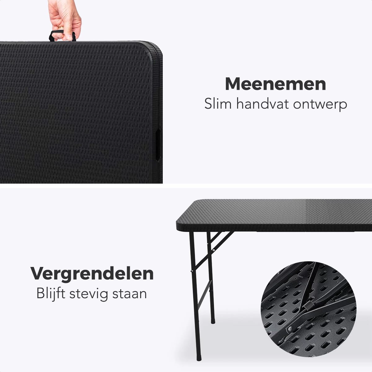 LifeGoods Klaptafel - Inklapbaar - 120 Cm - 4 Personen - Zwart 5 LifeGoods Klaptafel - Inklapbaar - 120 Cm - 4 Personen - Zwart - Afbeelding 5