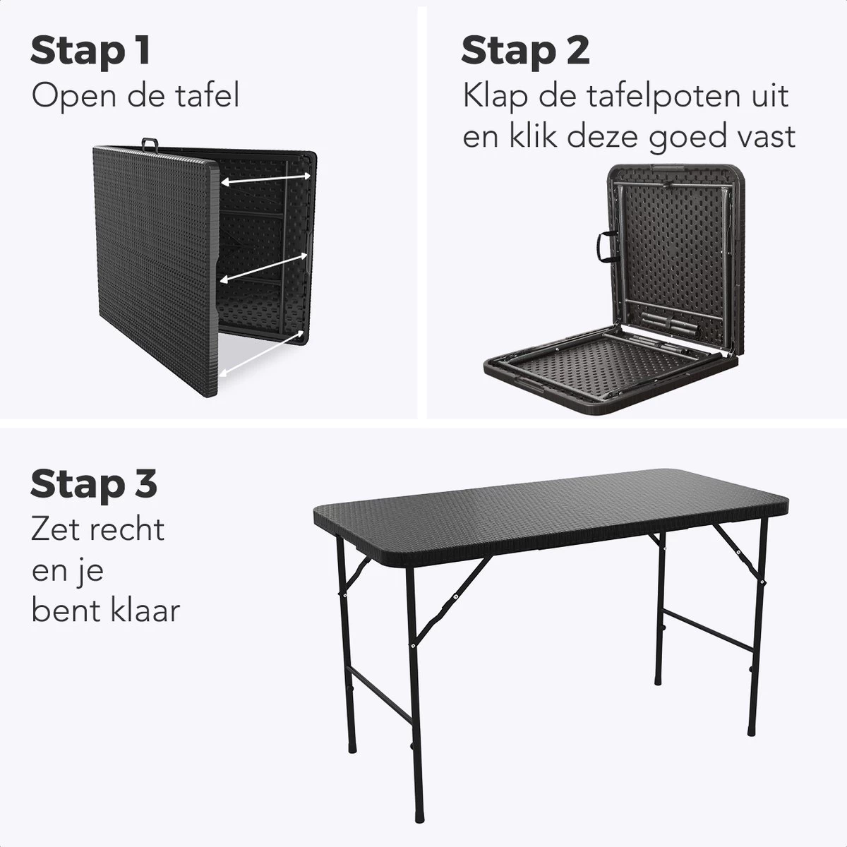 LifeGoods Klaptafel - Inklapbaar - 120 Cm - 4 Personen - Zwart 6 LifeGoods Klaptafel - Inklapbaar - 120 Cm - 4 Personen - Zwart - Afbeelding 6