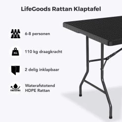LifeGoods Klaptafel - Inklapbaar - 180 Cm - 6 Tot 8 Personen - Zwart 11 LifeGoods Klaptafel - Inklapbaar - 180 Cm - 6 Tot 8 Personen - Zwart -Gardena Winkel 1200x1200 486