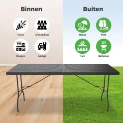 LifeGoods Klaptafel - Inklapbaar - 180 Cm - 6 Tot 8 Personen - Zwart 12 LifeGoods Klaptafel - Inklapbaar - 180 Cm - 6 Tot 8 Personen - Zwart -Gardena Winkel 1200x1200 487