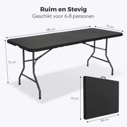 LifeGoods Klaptafel - Inklapbaar - 180 Cm - 6 Tot 8 Personen - Zwart 13 LifeGoods Klaptafel - Inklapbaar - 180 Cm - 6 Tot 8 Personen - Zwart -Gardena Winkel 1200x1200 488