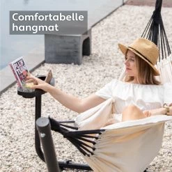 Vita5 Hangmat Met Standaard – 2 Persoons – Incl. Bekerhouder – 205kg Draaggewicht – Beige/Wit -Gardena Winkel 1200x1200 49