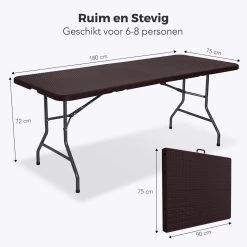 LifeGoods Klaptafel - Inklapbaar - 180 Cm - 6 Tot 8 Personen - Bruin 13 LifeGoods Klaptafel - Inklapbaar - 180 Cm - 6 Tot 8 Personen - Bruin -Gardena Winkel 1200x1200 497